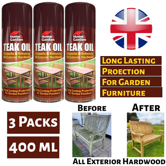 3X Home & Garden Teak Oil Spray 400ml