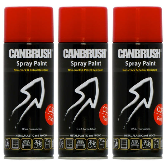 3X Canbrush C33 Red Spray Paint 400ml