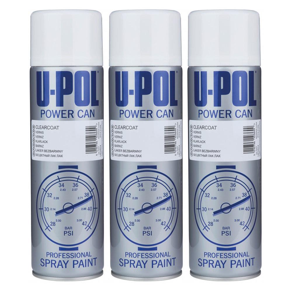 3X Upol Power Can Clear Coat Spray Paint 500ml