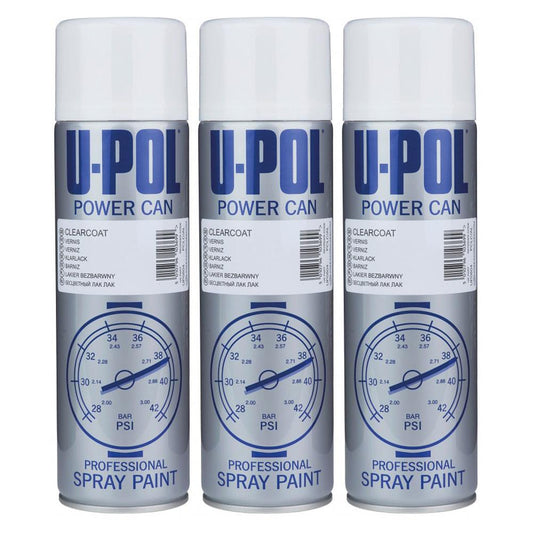 3X Upol Power Can Clear Coat Spray Paint 500ml