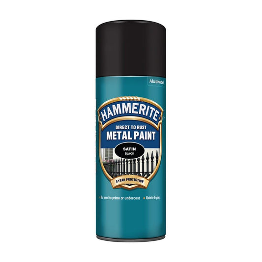 Hammerite Satin Black Spray Paint 400ml