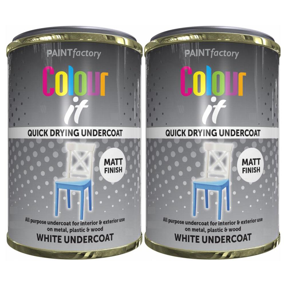 2X Paint Factory White Matt Undercoat Tin Paint 300ml