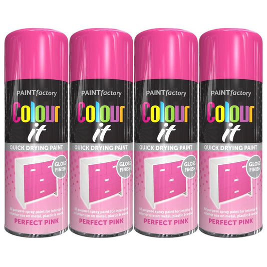 4X Paint Factory Pink Gloss Spray Paint 250ml