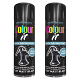 2X Paint Factory Flat Matt Black Spray Paint 250ml