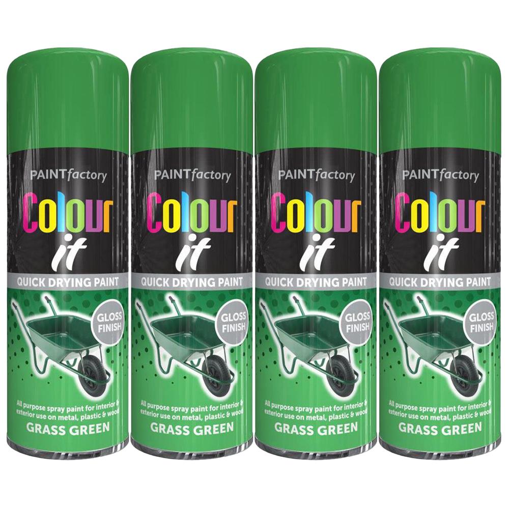 4X - Grass Green Gloss Spray Paint 250ml