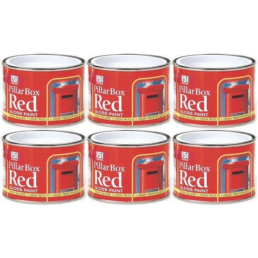 6X Pillar Box Red Paint Tin 180ml