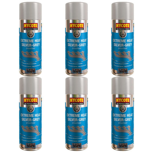 6X Hycote Extreme Heat Silver Grey Spray Paint 400ml