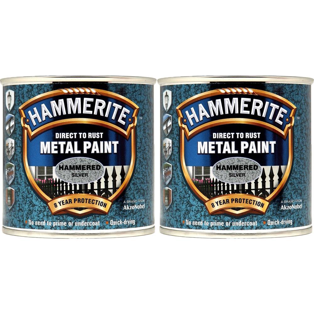 2X Hammerite Hammered Silver Paint 250ml