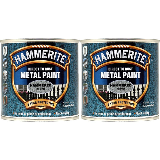 2X Hammerite Hammered Silver Paint 250ml