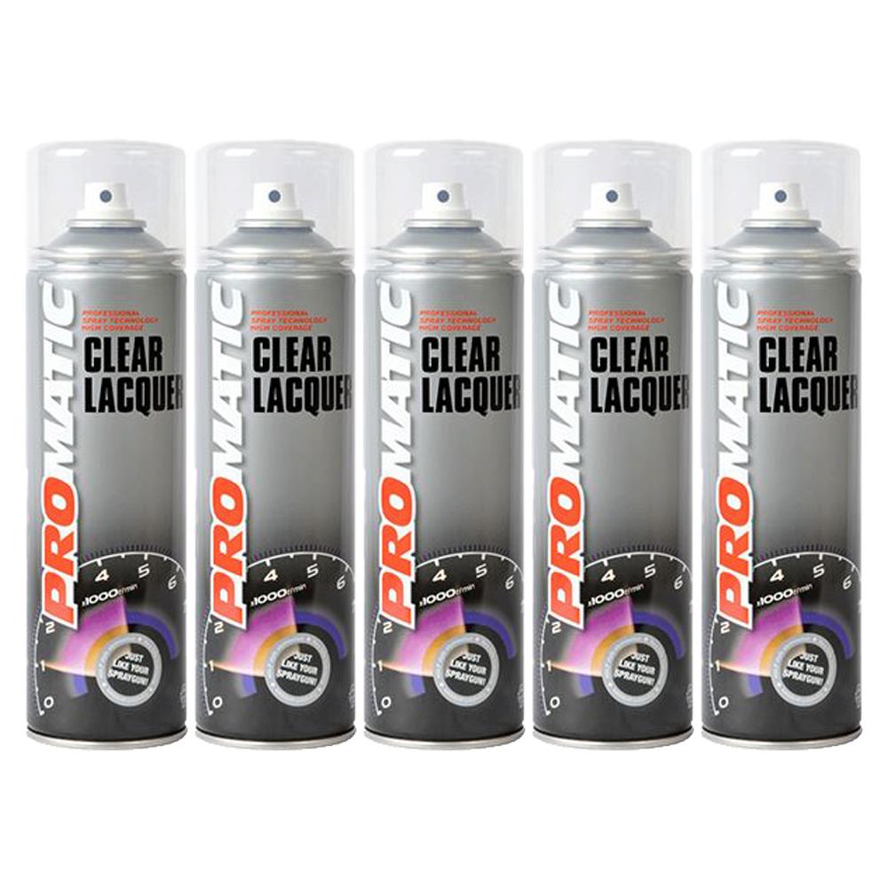 5X Promatic Clear Lacquer Spray Paint 500ml