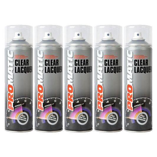 5X Promatic Clear Lacquer Spray Paint 500ml