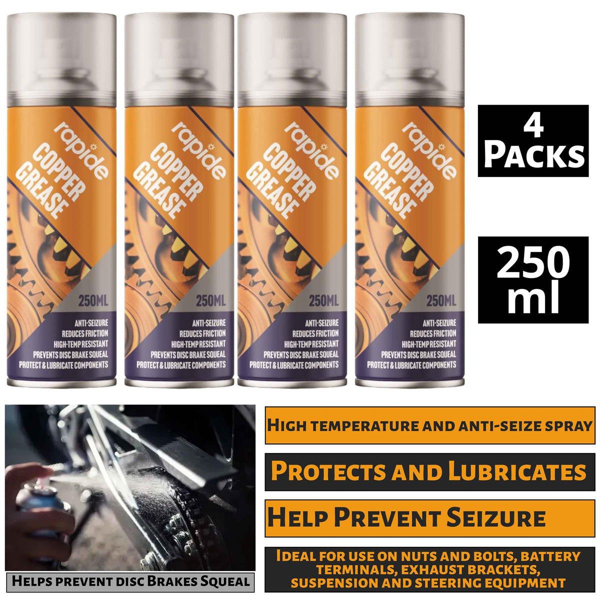 4X Rapide Copper Grease 250ml