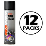 12X Promatic Matt Black Spray Paint 500ml