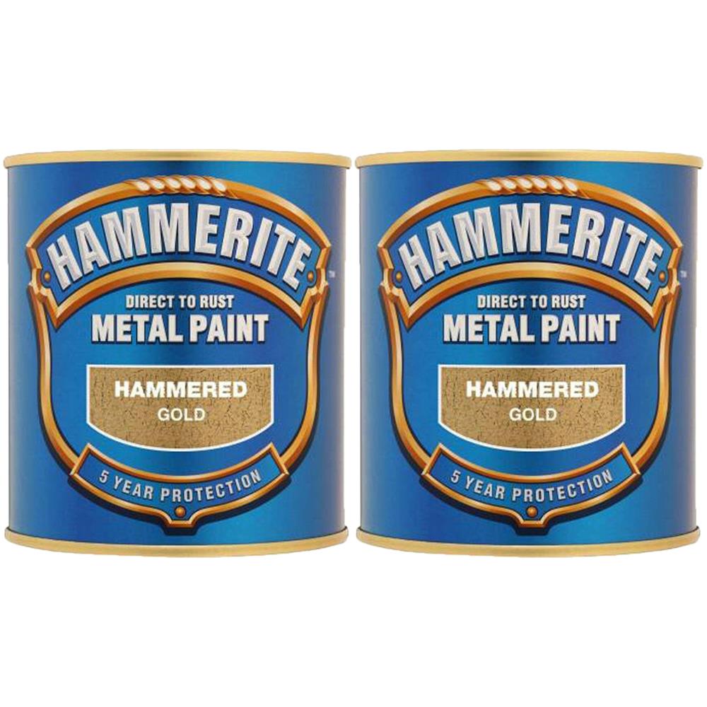 2X Hammerite Hammered Gold Paint 250ml