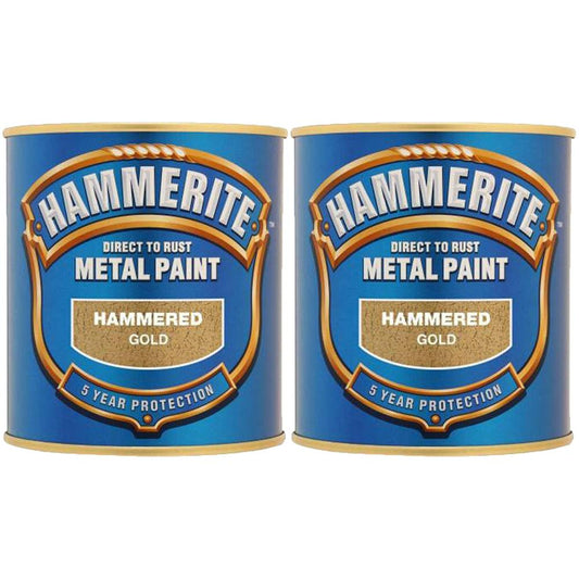 2X Hammerite Hammered Gold Paint 250ml