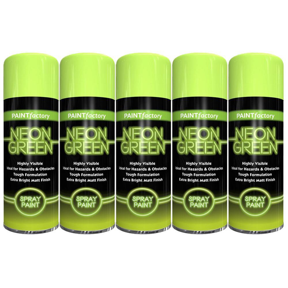 5X Paint Factory Neon Green Spray Paint 400ml