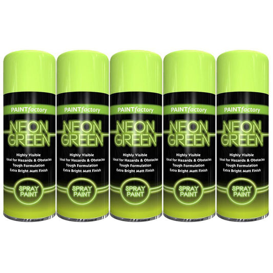 5X Paint Factory Neon Green Spray Paint 400ml