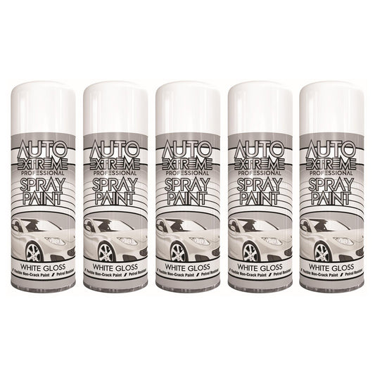 5X Auto Extreme White Gloss Spray Paint 400ml