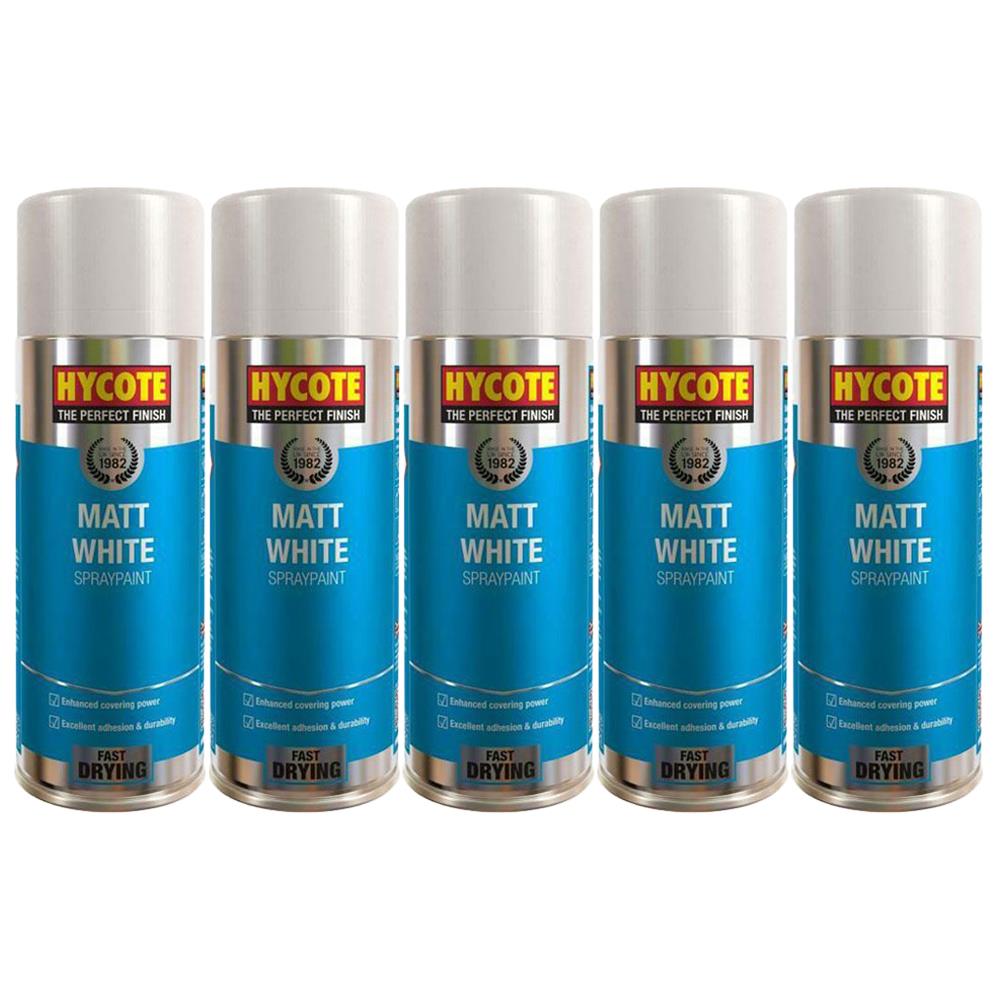 5X Hycote Matt White Spray Paint 400ml