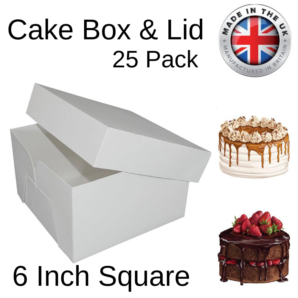 25 Box6" Cake Box & Lidfolded And Boxed