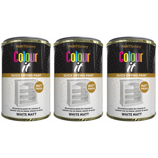 3X Paint Factory White Matt Tin Paint 300ml