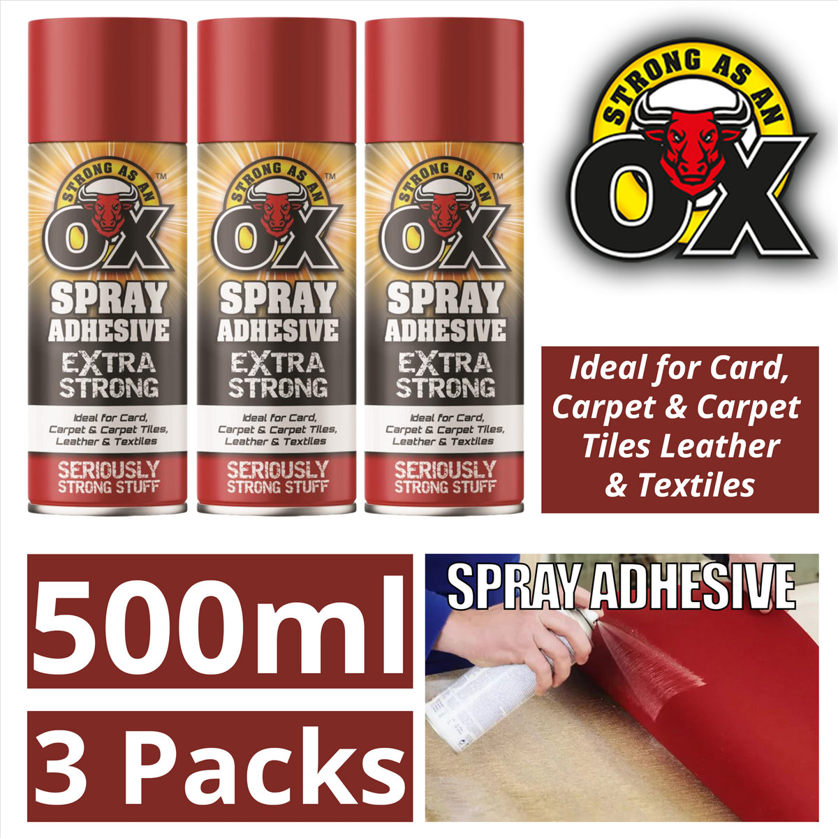 3x Saao Spray Adhesive 500Ml