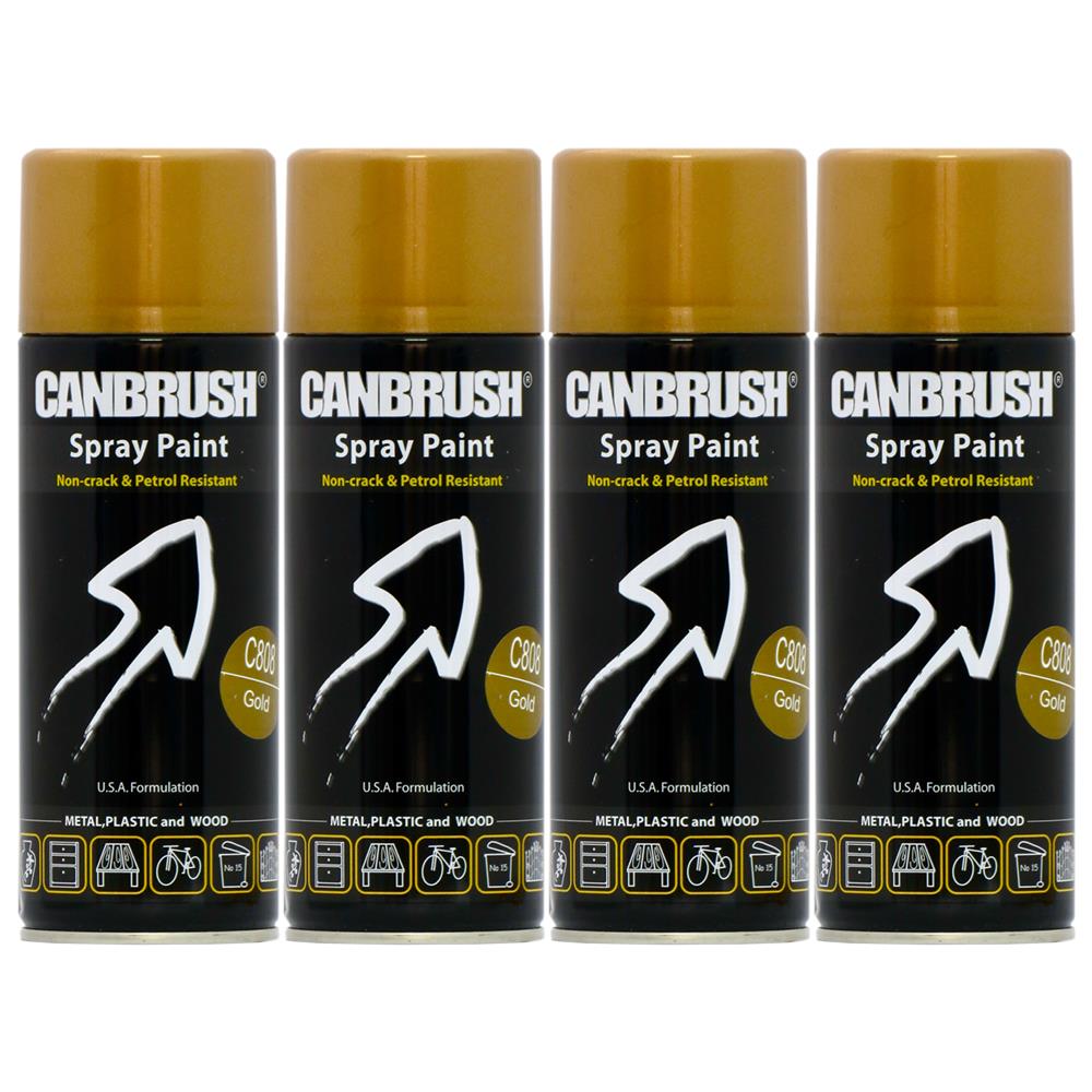 4X Canbrush C808 Gold Spray Paint 400ml