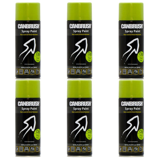 6X Canbrush C68 Green Lime Spray Paint 400ml