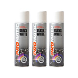 3X Promatic Gloss White Spray Paint 500ml