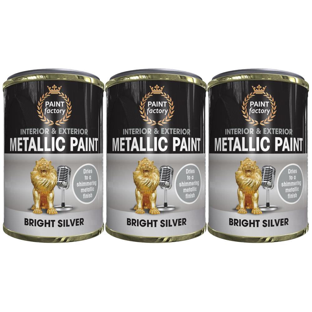 3X Paint Factory Mettalic Silver Paint Tin 300ml