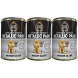 3X Paint Factory Mettalic Silver Paint Tin 300ml