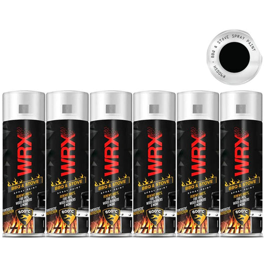 6X WRX Matt Black High Temperatures Bbq & Stove Spray Paint 400ml