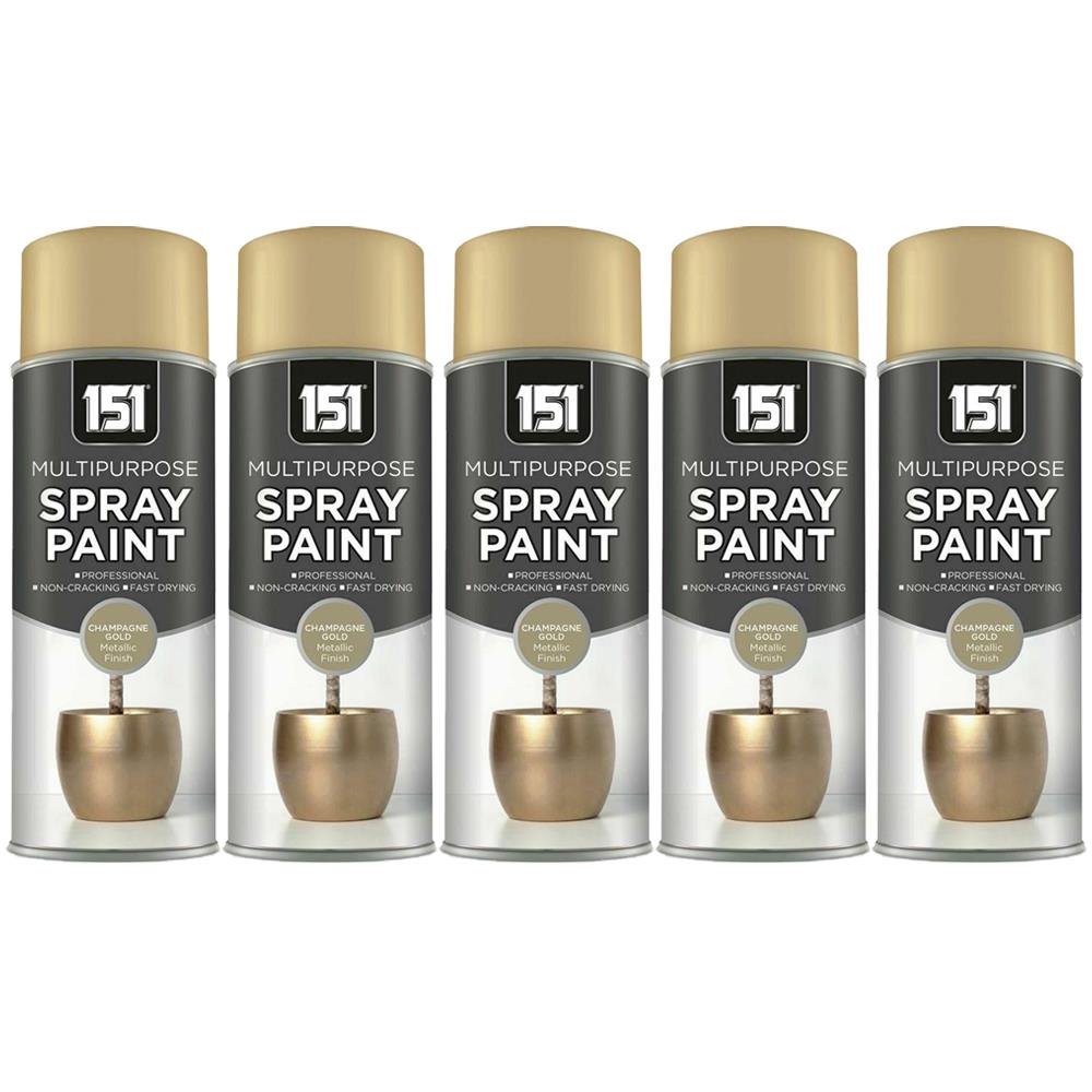 5X Metallic Gloss Champagne Gold Spray Paint 400ml