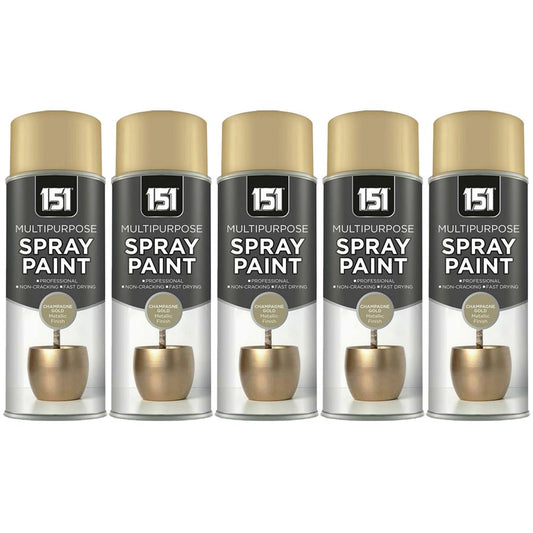 5X Metallic Gloss Champagne Gold Spray Paint 400ml