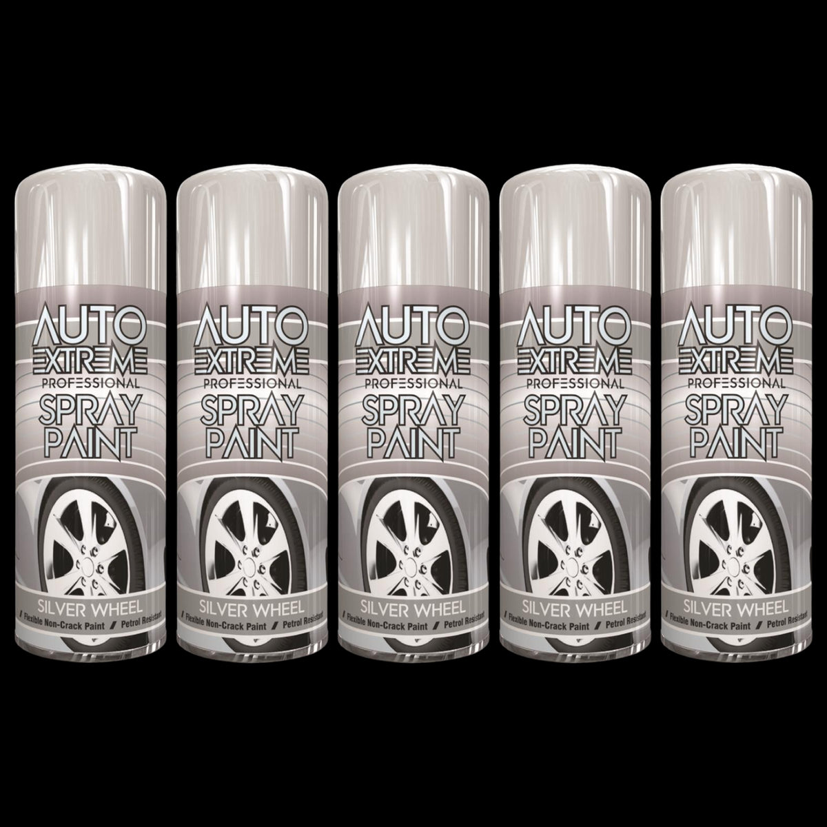 5X Auto Extreme Pro Spray Paint Silver Wheel 400ml