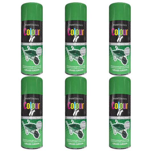 6X - Grass Green Gloss Spray Paint 250ml