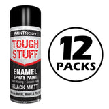 12X Paint Factory Tough Stuff Enamel Black Matt 400ml