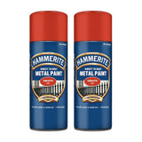 2X Hammerite Smooth Red Spray Paint 400ml