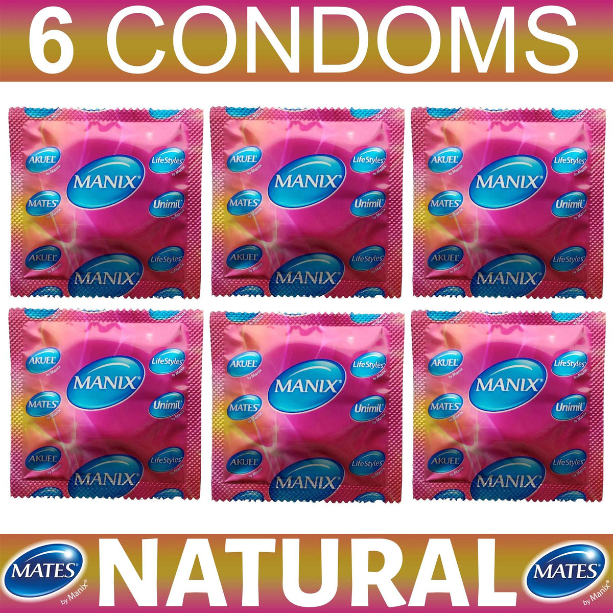 6X Mates Condoms Natural Extra Comfort