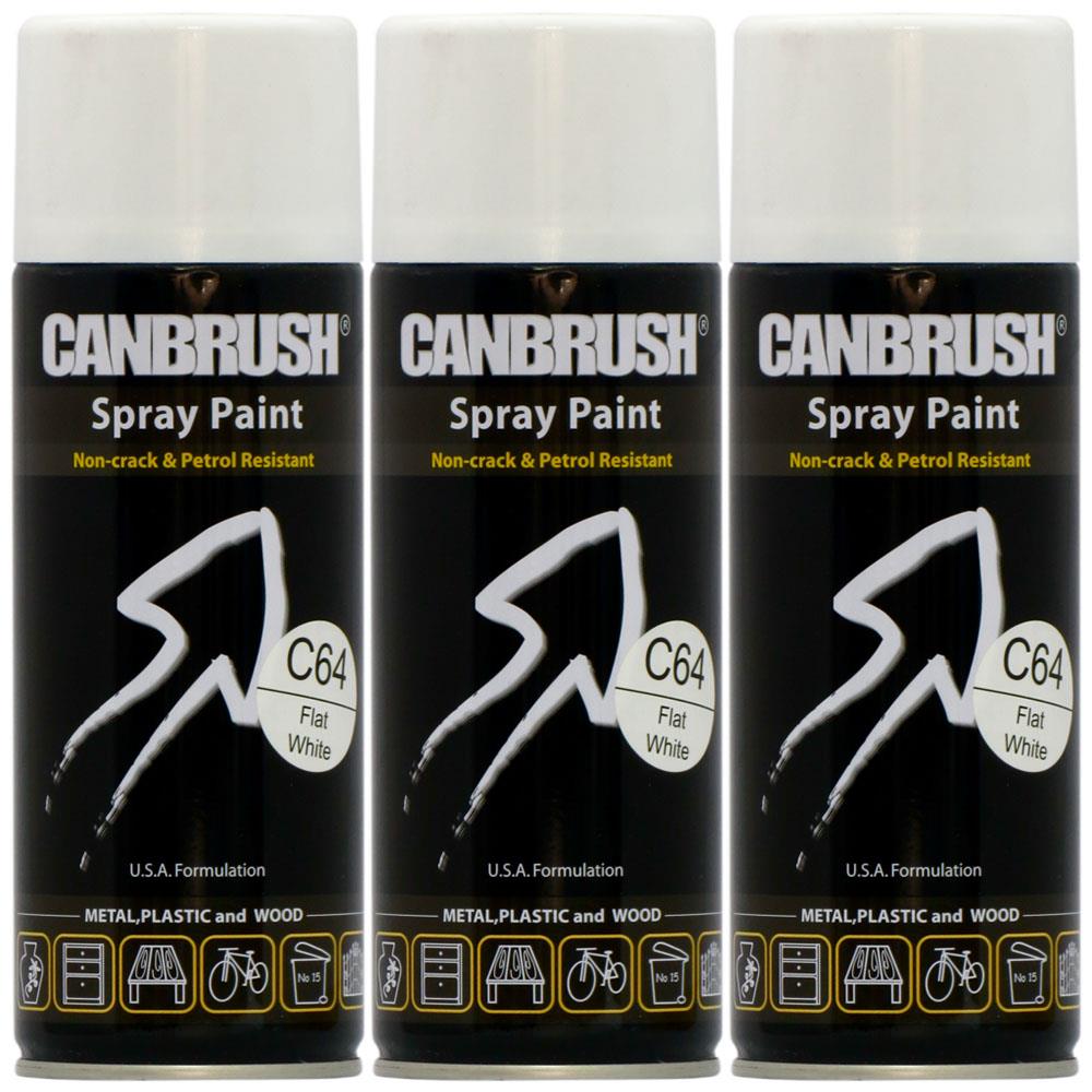 3X Canbrush C64 Flat White Spray Paint 400ml