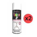 2X Paint Factory White Satin Spray Paint 400ml