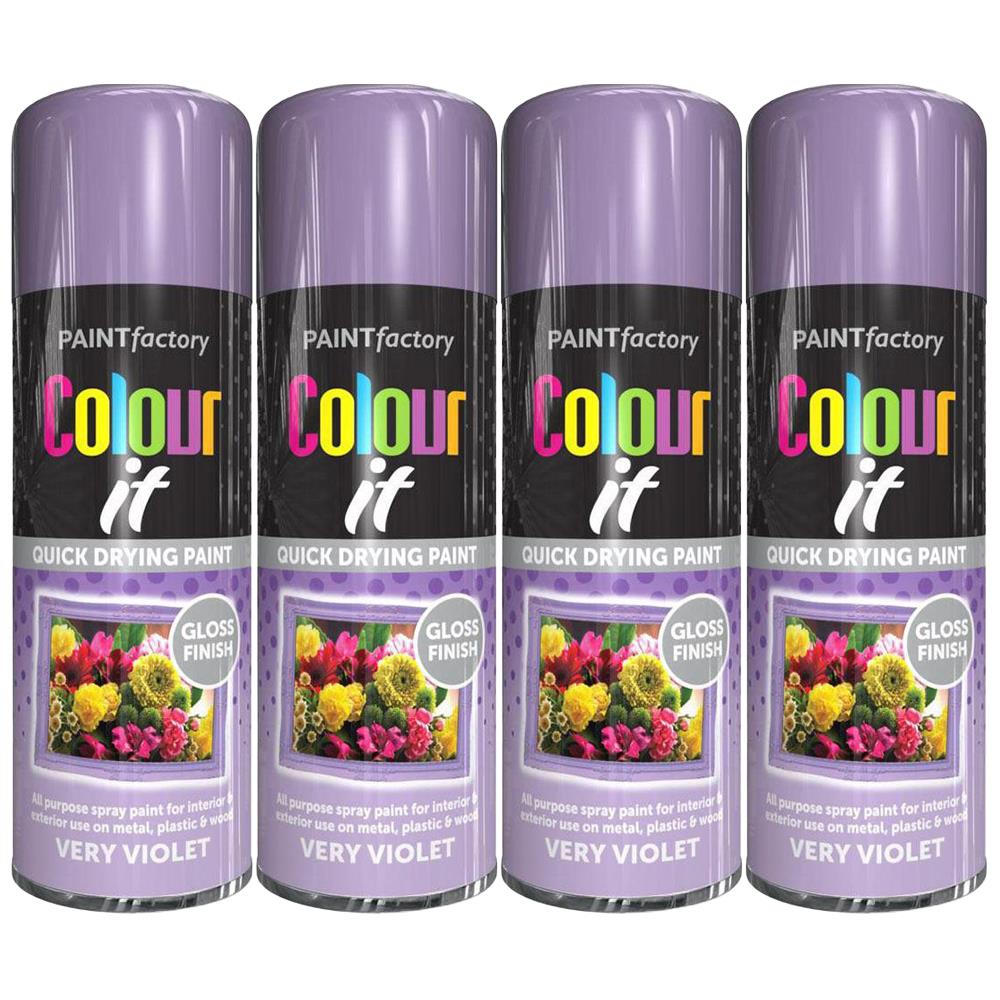 4X Paint Factory Very Violet Gloss Spray Paint 400ml