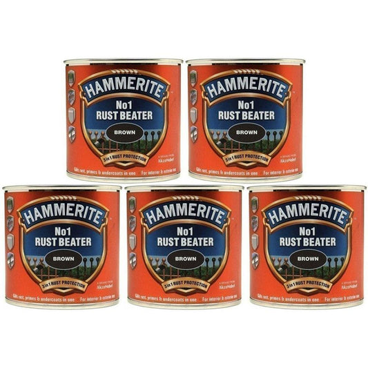 5X Hammerite No.1 Rustbeater Dark Brown 250ml