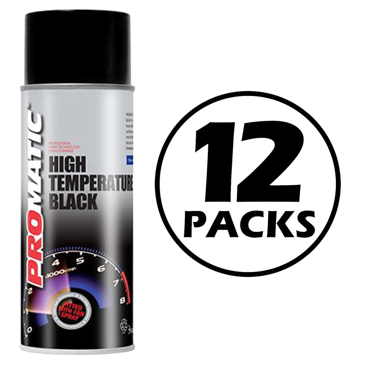 12X Promatic Black High Temperature Spray Paint 400ml