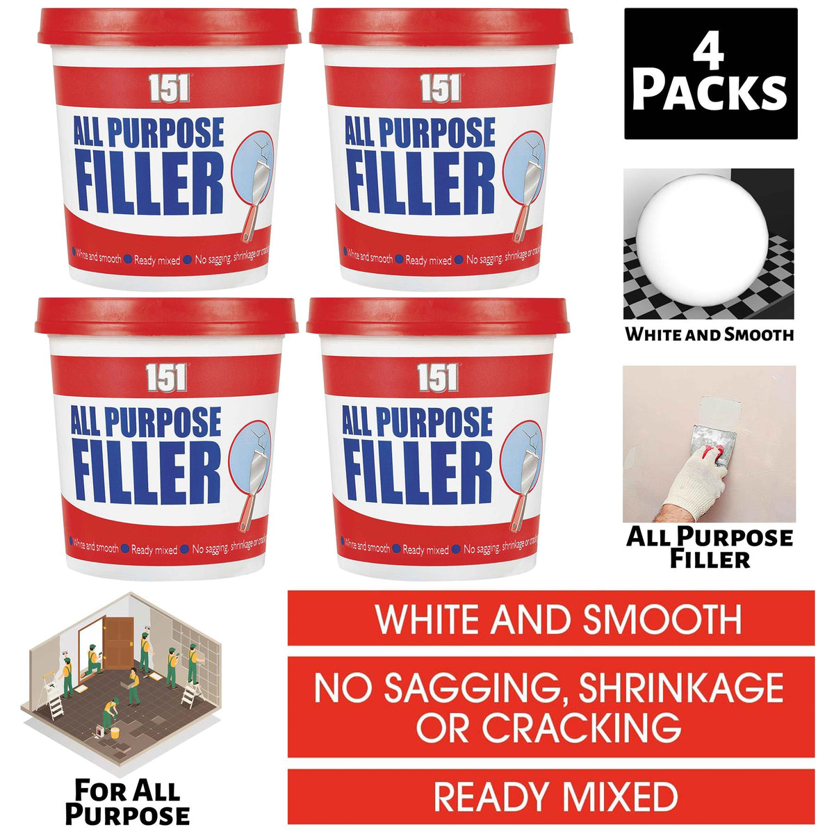 4X All Purpose Filler White Tub 600g