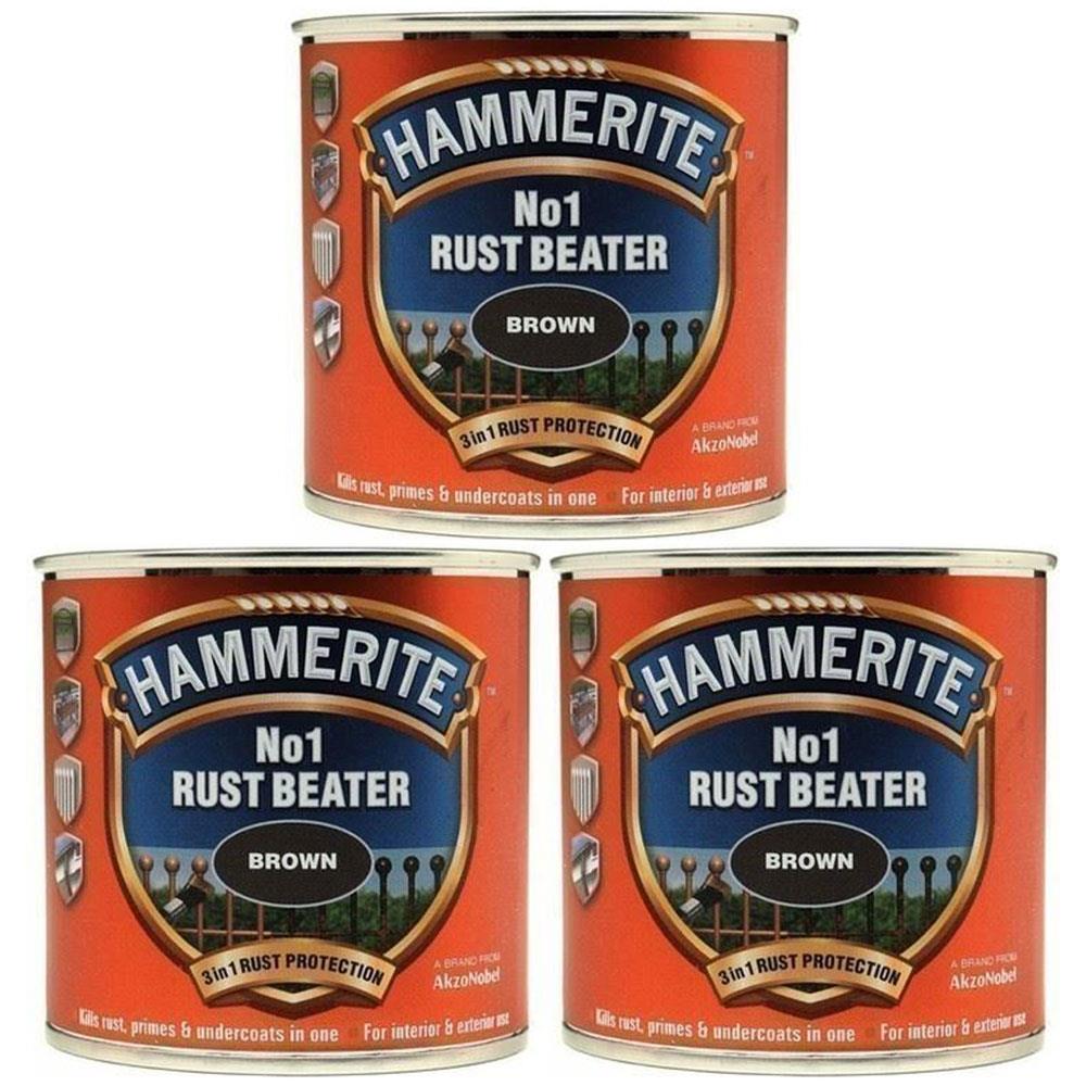 3X Hammerite No.1 Rustbeater Dark Brown 250ml