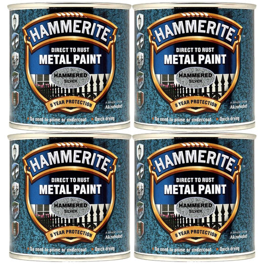 4X Hammerite Hammered Silver Paint 250ml