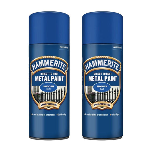 3X Hammerite Smooth Blue Spray Paint 400ml