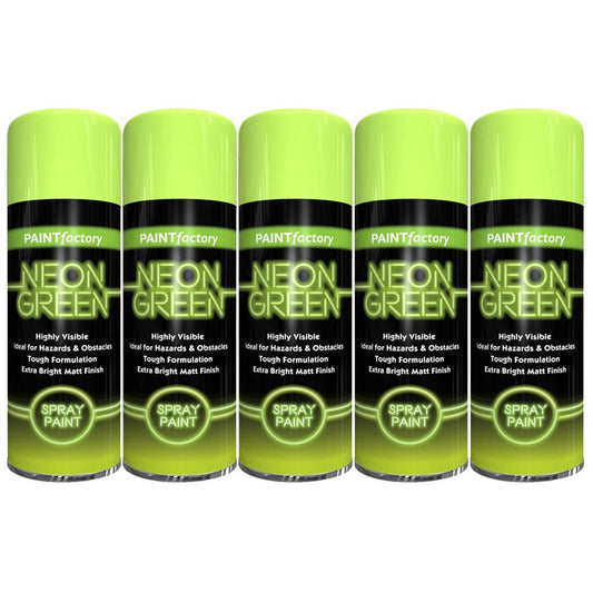 5X Paint Factory Fluorescent Neon Green Spray Paint 200ml