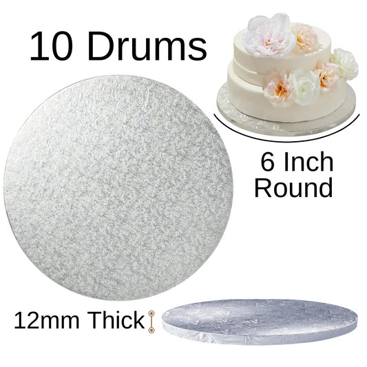 10 Board - 6" Round Cake Drums - Silver